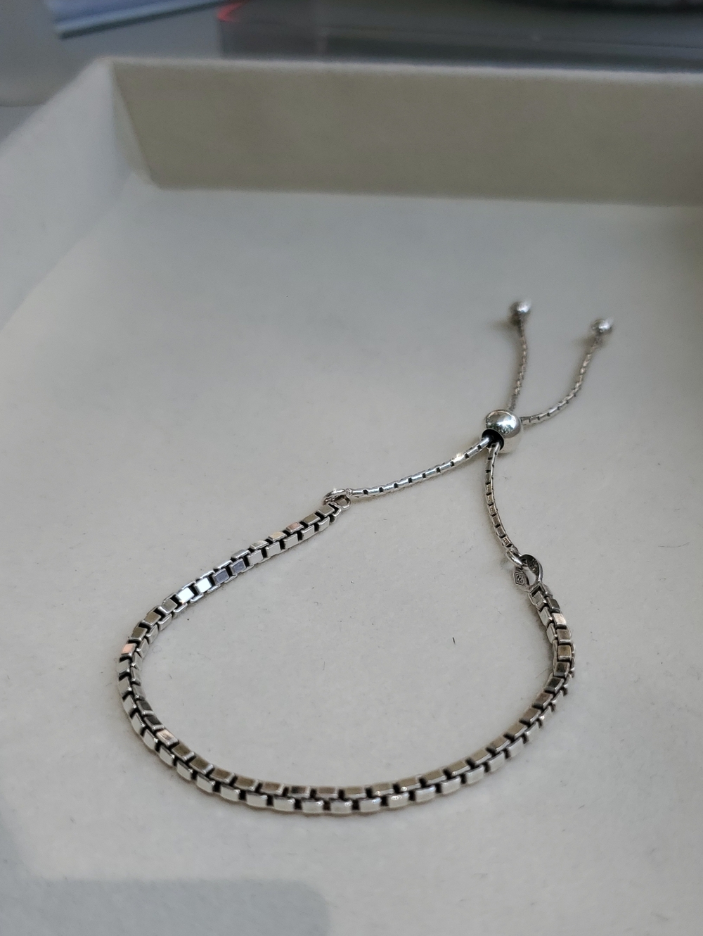 Italian Sterling Silver Adjustable Box Chain Bracelet - Picture 3 of 7